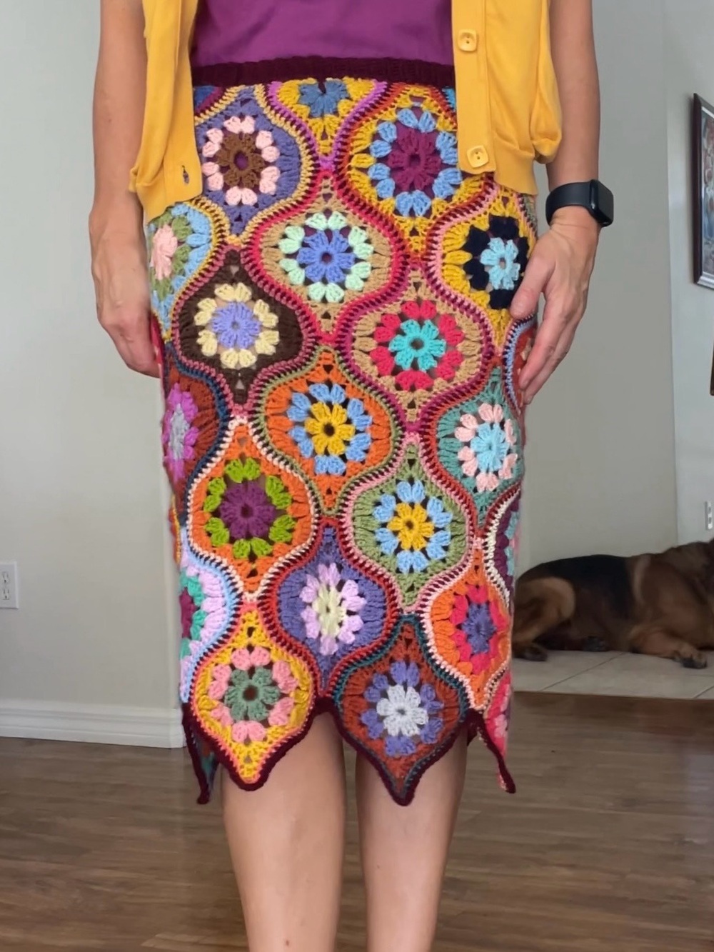 Multicolor Crochet Midi Skirt - Vibrant Floral Patchwork
